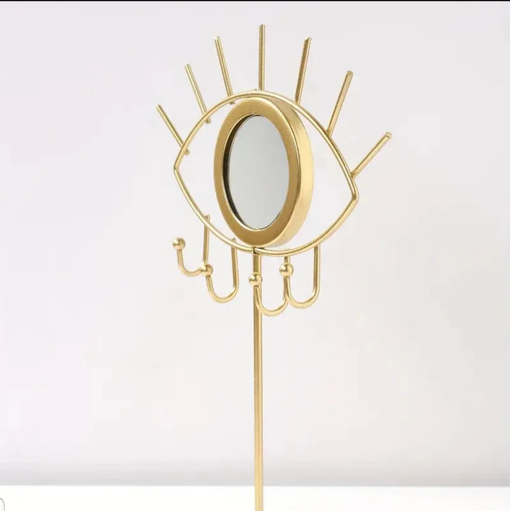 .Black Mirrored Evil Eye Jewelry Organizer Stand